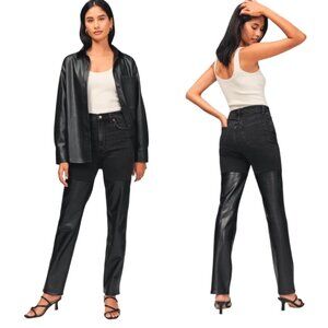 Abercrombie & Fitch 90s Curve Love Ultra High Rise Denim Faux Leather Jeans